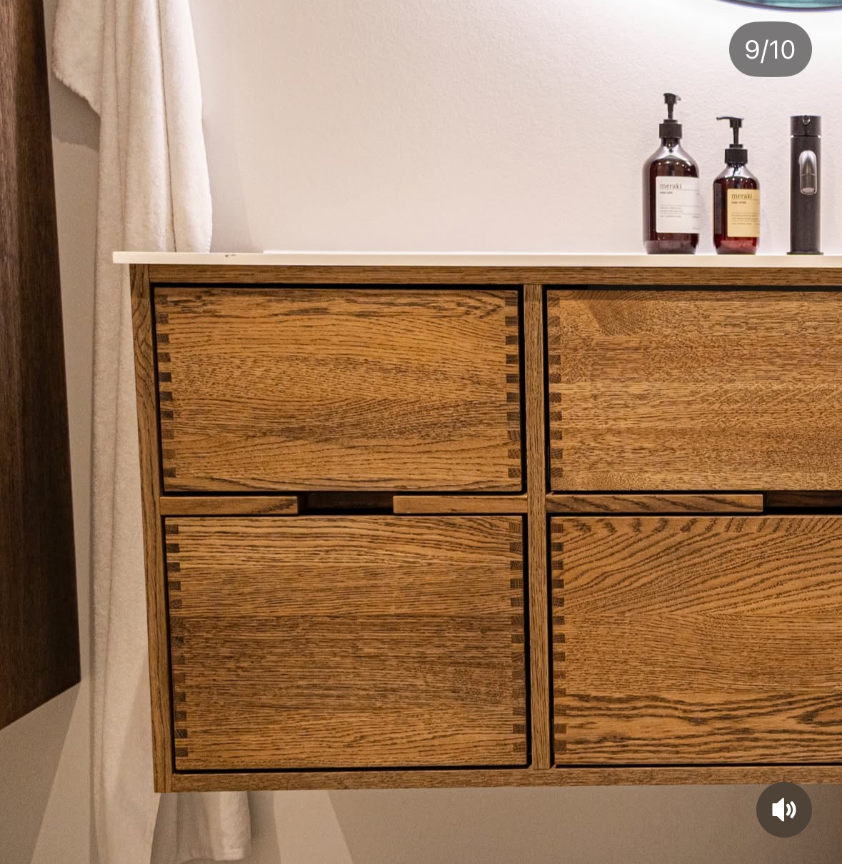 Close-up af fingertapsamlinger i massiv eg